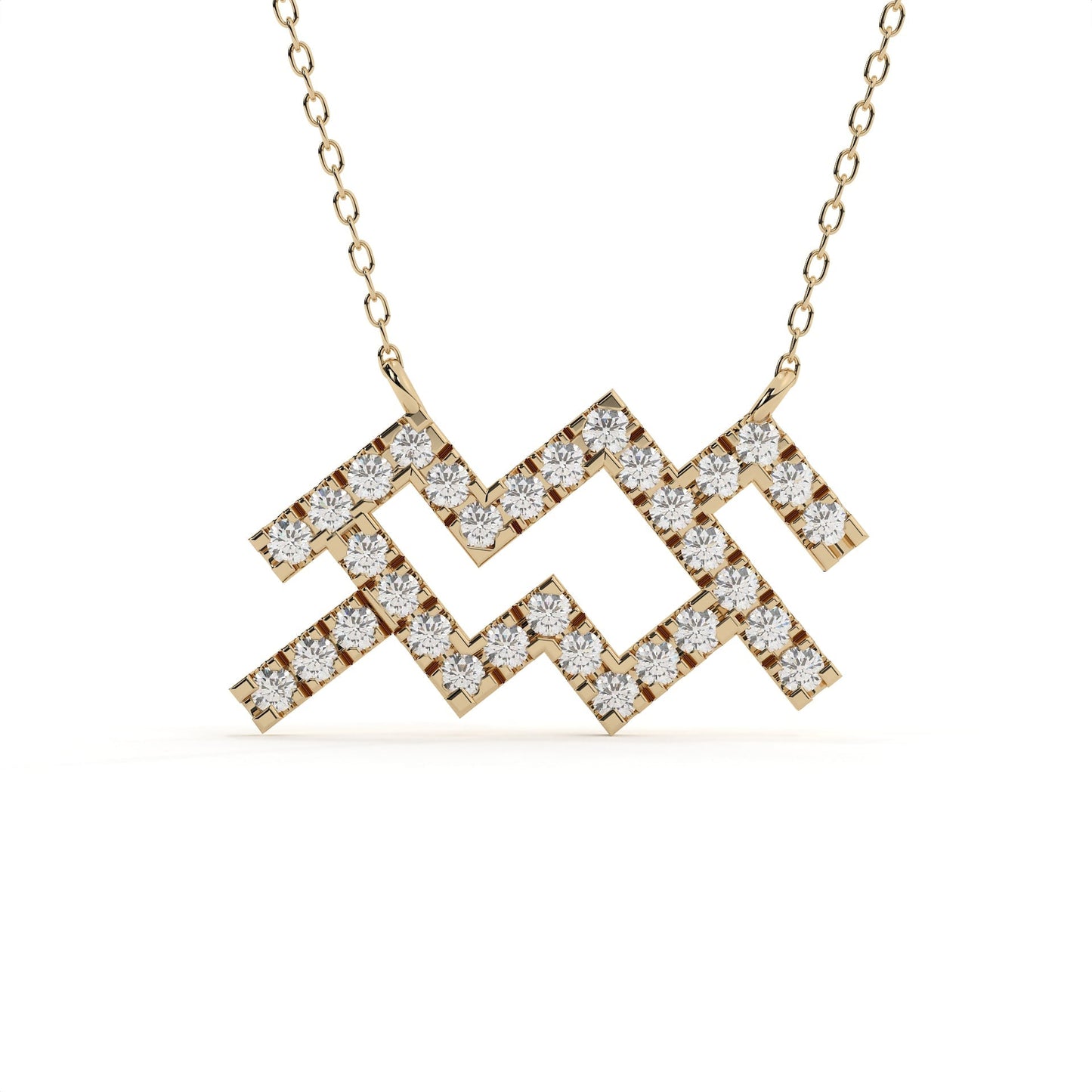 Round Cut Lab Grown Diamond Aquarius Zodiac Pendant