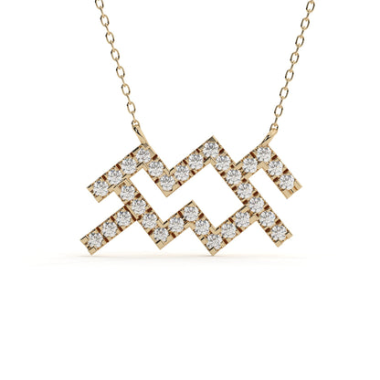 Round Cut Lab Grown Diamond Aquarius Zodiac Pendant