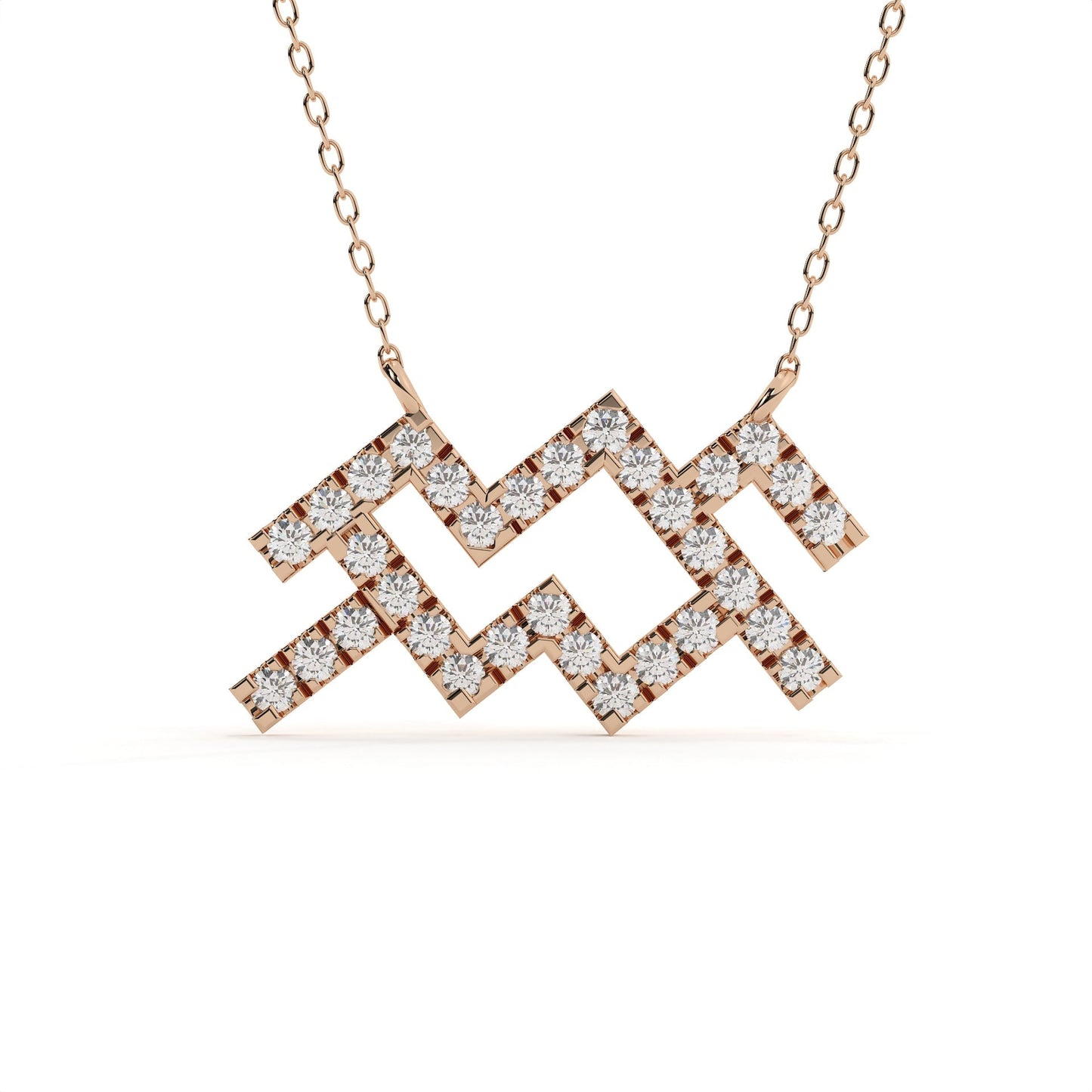 Round Cut Lab Grown Diamond Aquarius Zodiac Pendant