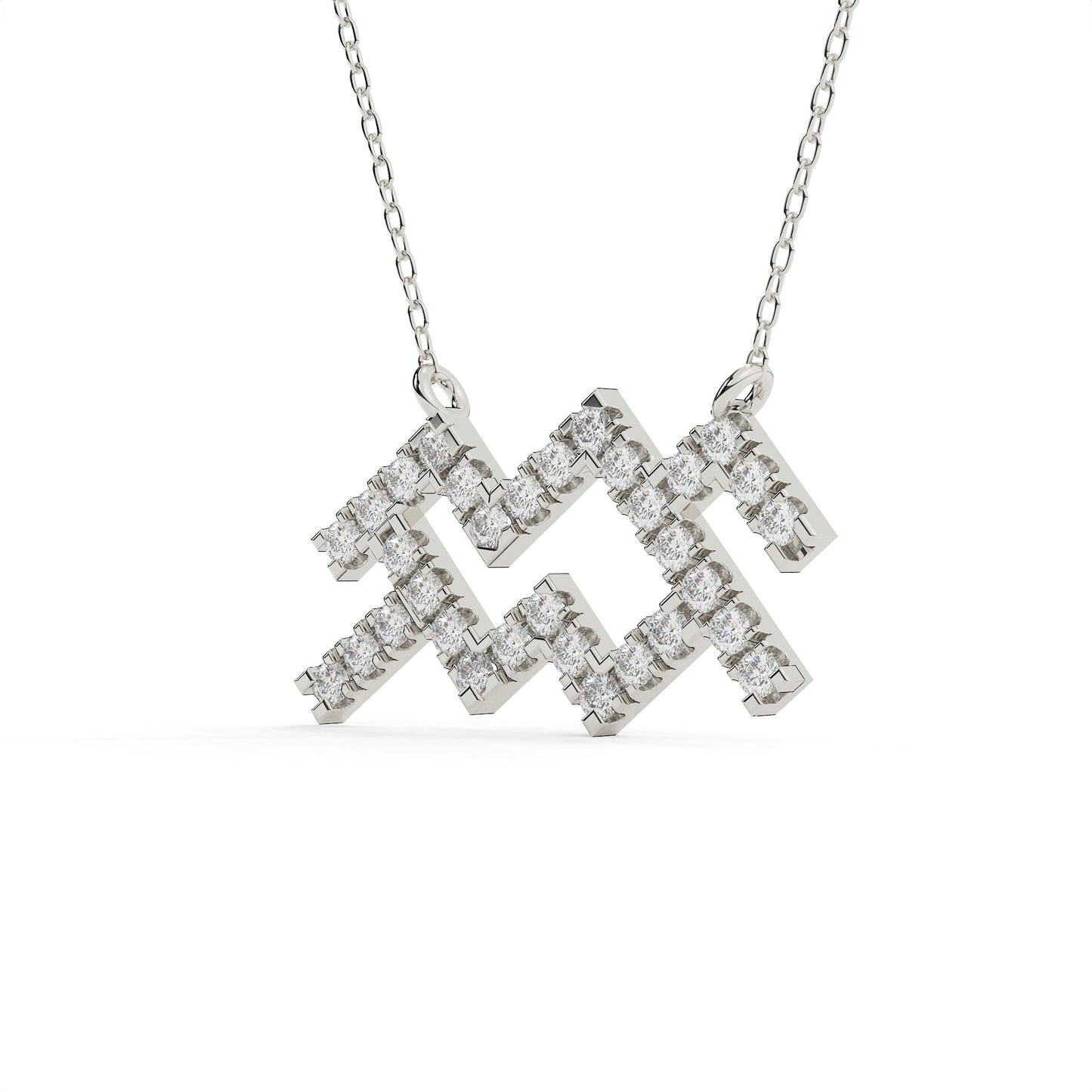 Round Cut Lab Grown Diamond Aquarius Zodiac Pendant