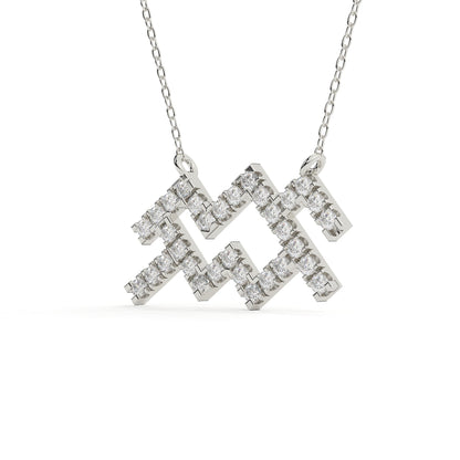 Round Cut Lab Grown Diamond Aquarius Zodiac Pendant