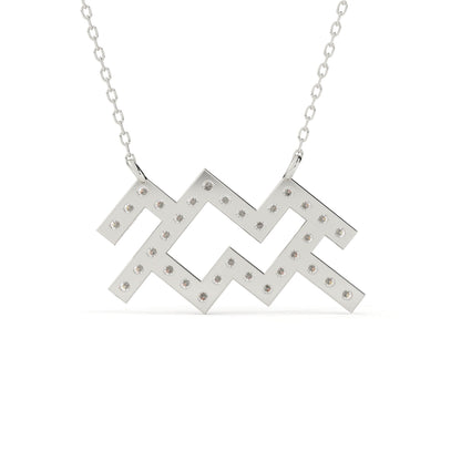 Round Cut Lab Grown Diamond Aquarius Zodiac Pendant
