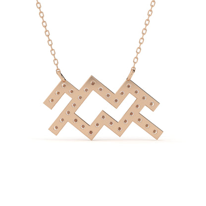 Round Cut Lab Grown Diamond Aquarius Zodiac Pendant
