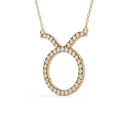 Round Cut Diamond Taurus Zodiac Pendant