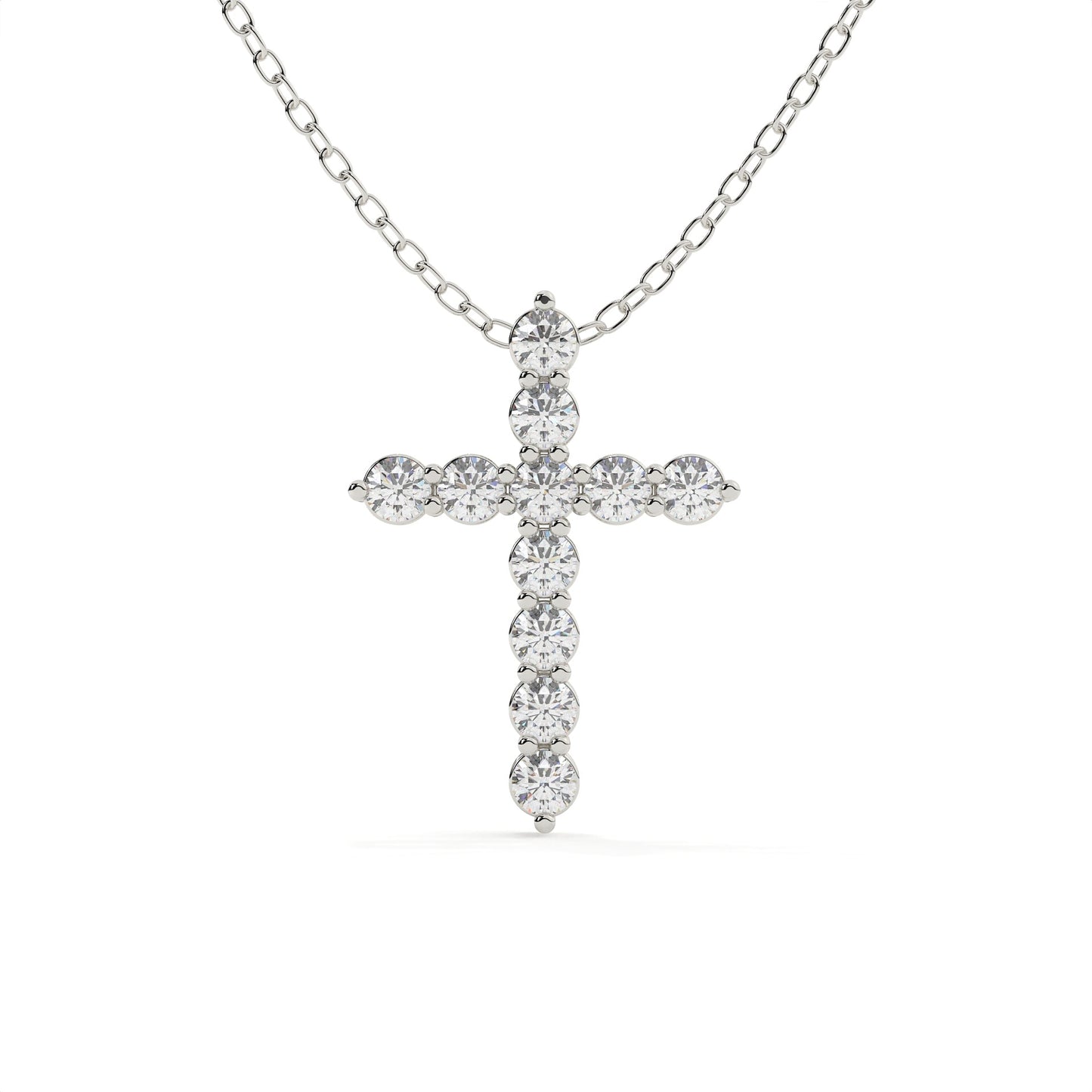 Round Cut Diamond Cross Pendant With Chain