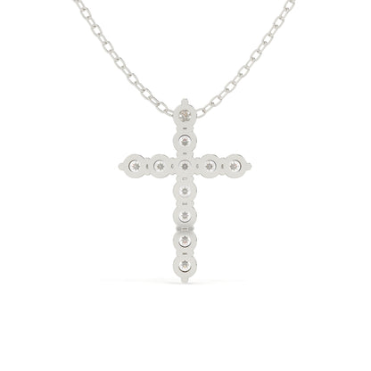 Round Cut Diamond Cross Pendant With Chain