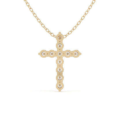 Round Cut Diamond Cross Pendant With Chain