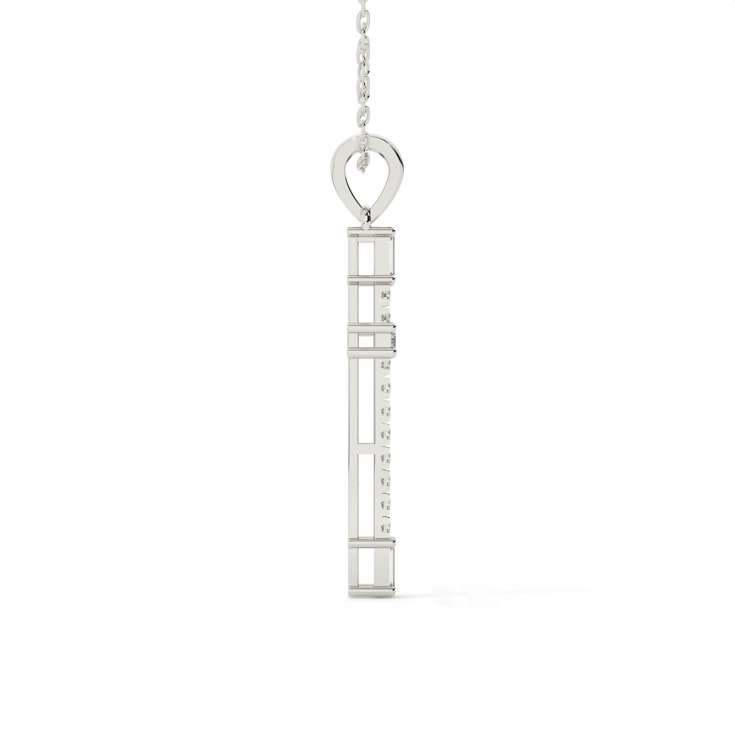 Round And Baguette Cut Diamond Christ Pendant