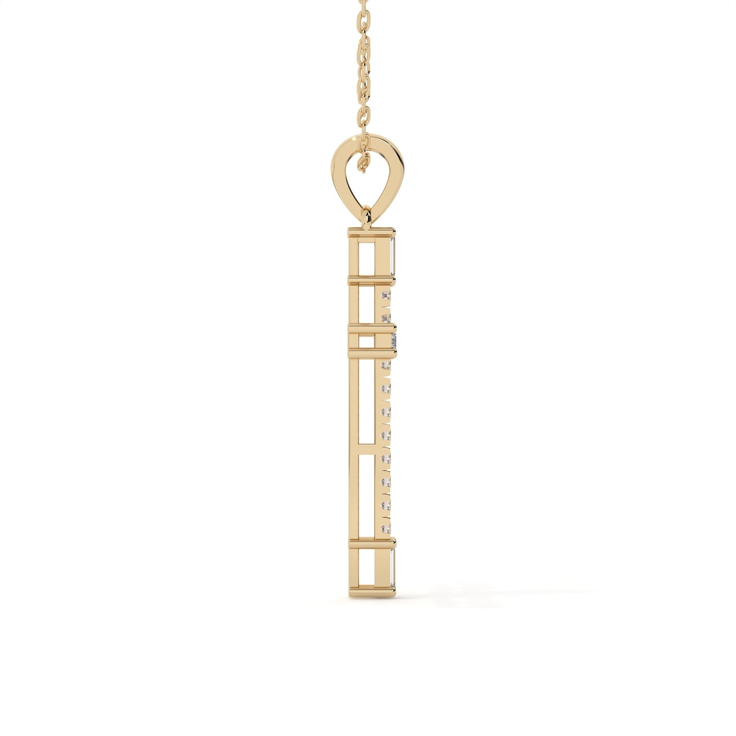 Round And Baguette Cut Diamond Christ Pendant