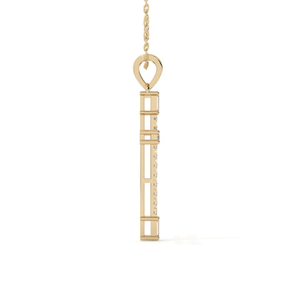 Round And Baguette Cut Diamond Christ Pendant