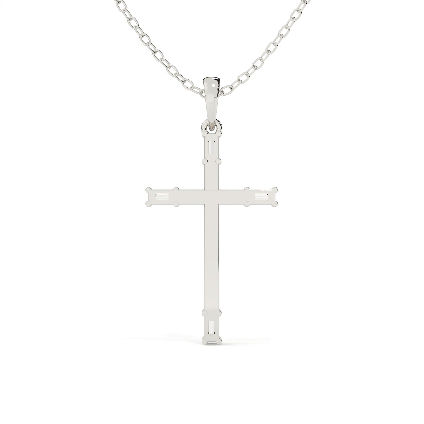 Round And Baguette Cut Diamond Christ Pendant