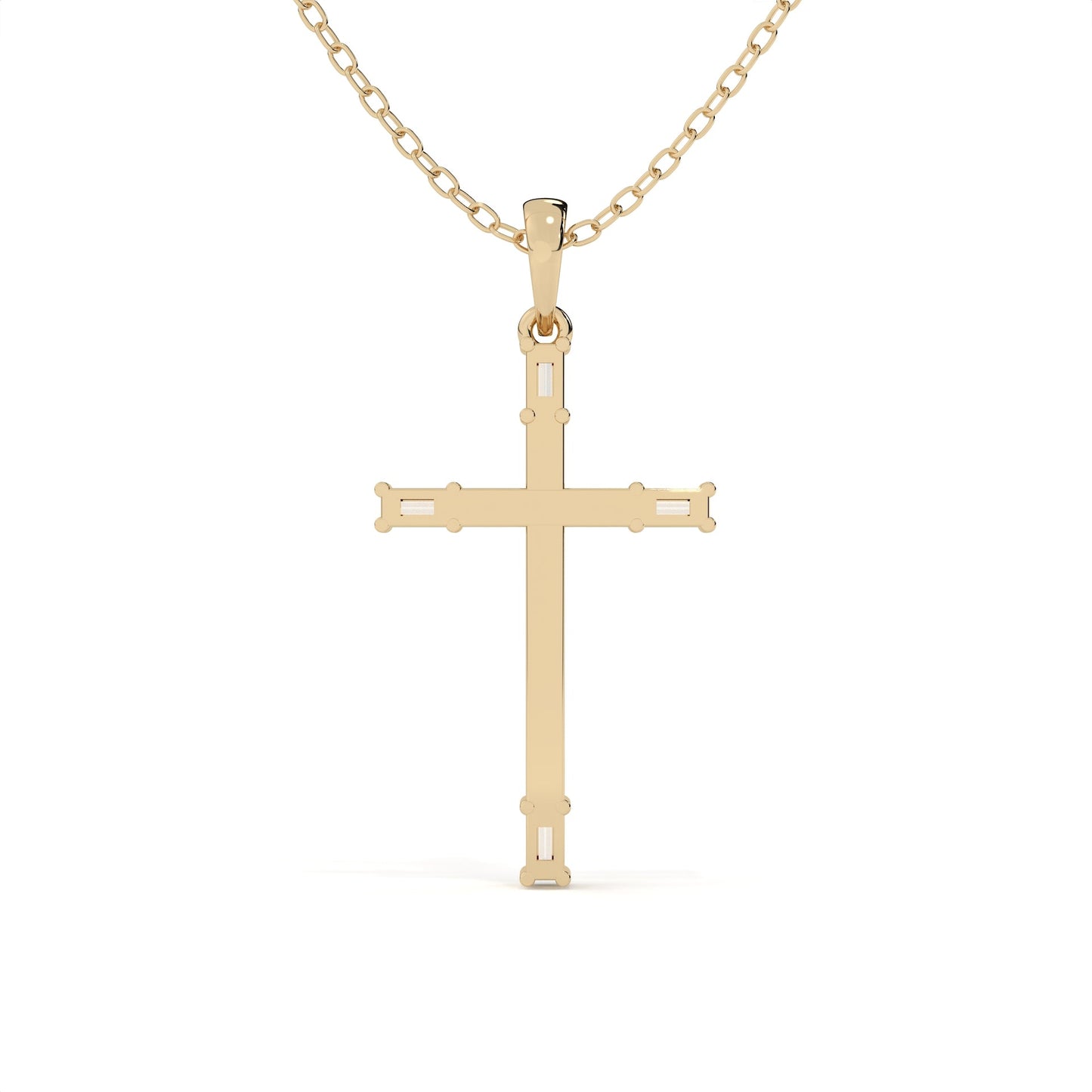 Round And Baguette Cut Diamond Christ Pendant