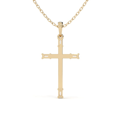 Round And Baguette Cut Diamond Christ Pendant
