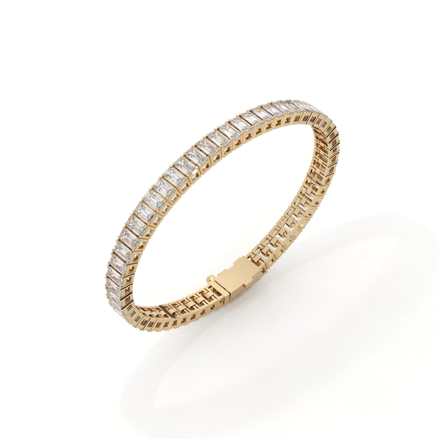 Unique Emerald Cut Diamond Tennis Bracelet