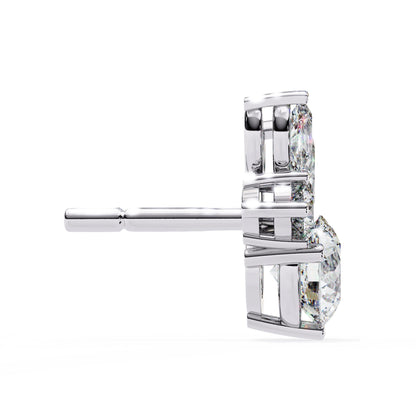 Lab Grown Round and marquise Diamond Stud Earrings