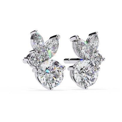 Lab Grown Round and marquise Diamond Stud Earrings