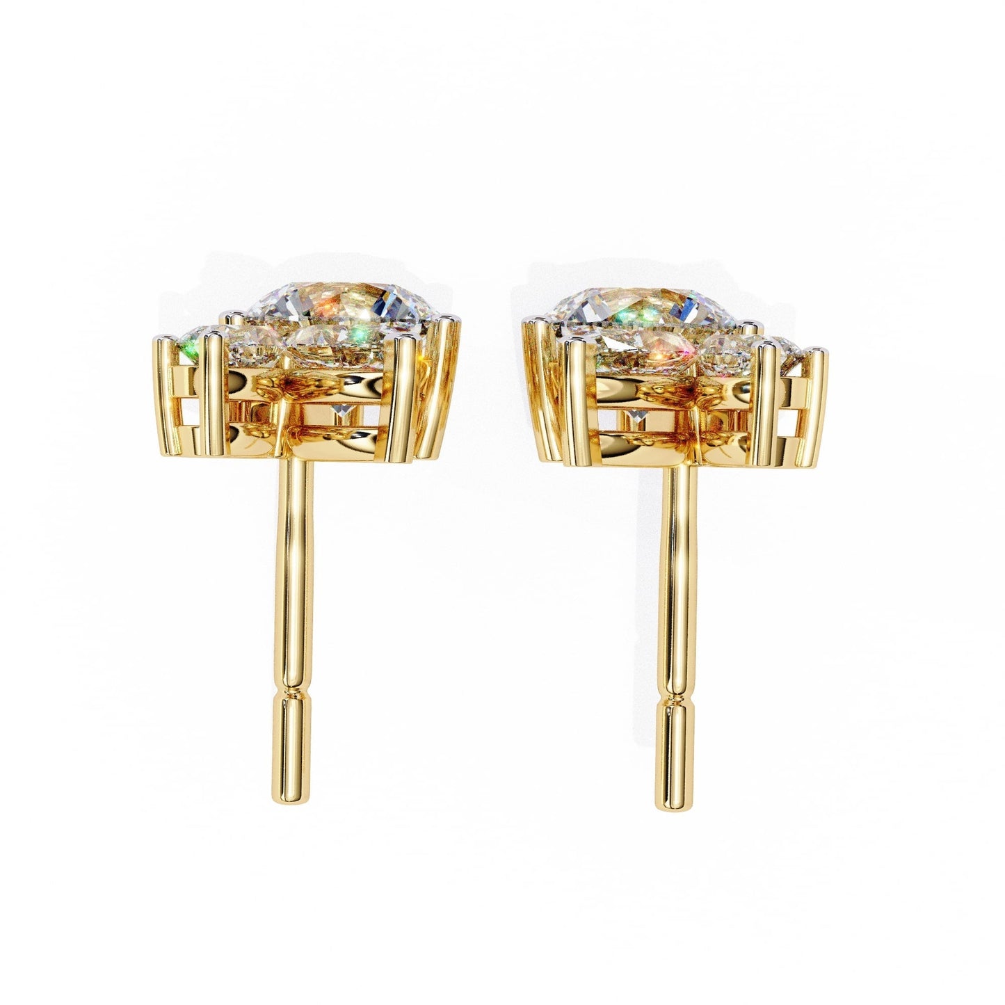 Lab Grown Round and marquise Diamond Stud Earrings