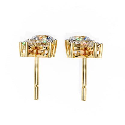 Lab Grown Round and marquise Diamond Stud Earrings