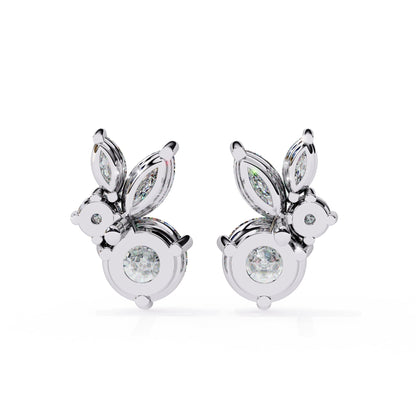 Lab Grown Round and marquise Diamond Stud Earrings