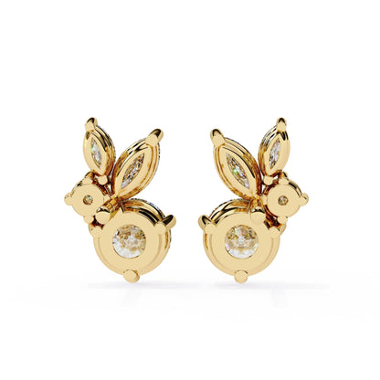 Lab Grown Round and marquise Diamond Stud Earrings