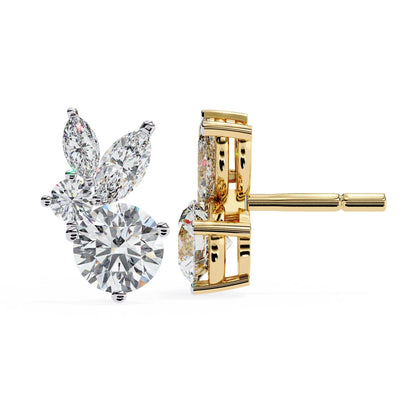 Lab Grown Round and marquise Diamond Stud Earrings
