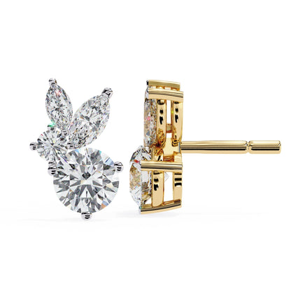 Lab Grown Round and marquise Diamond Stud Earrings