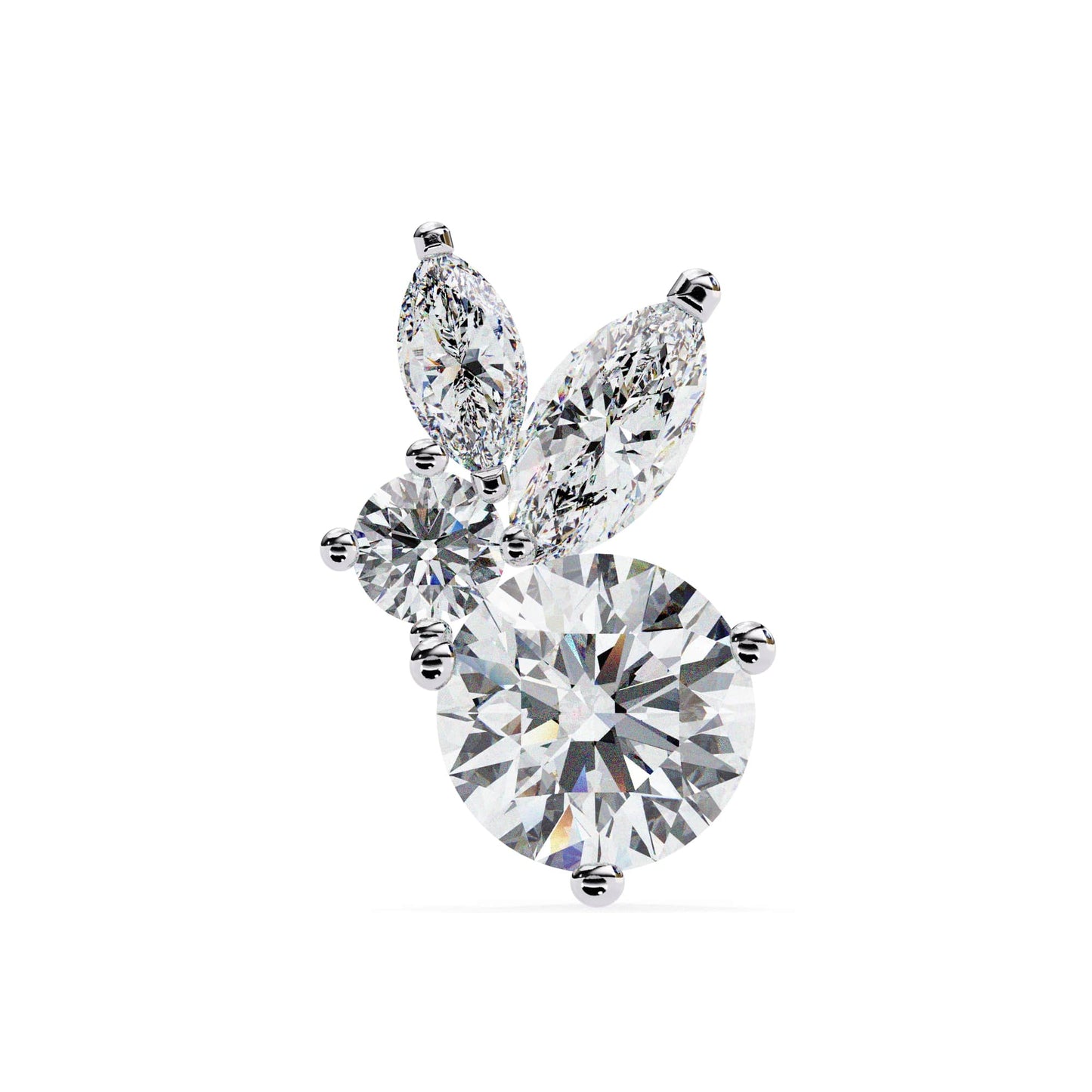 Lab Grown Round and marquise Diamond Stud Earrings