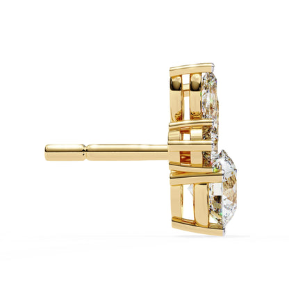 Lab Grown Round and marquise Diamond Stud Earrings