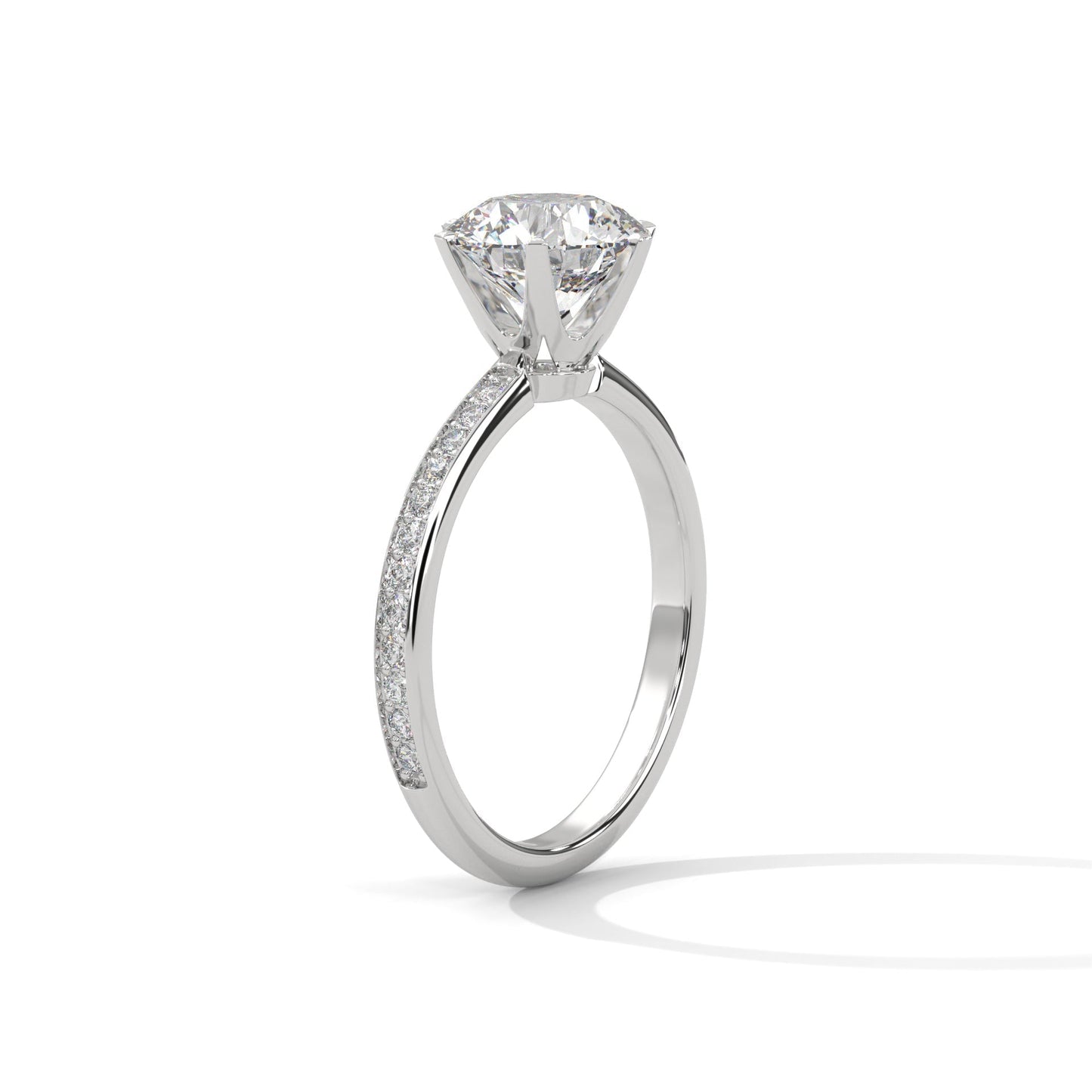 Round Lab Diamond Solitaire Ring With Accent