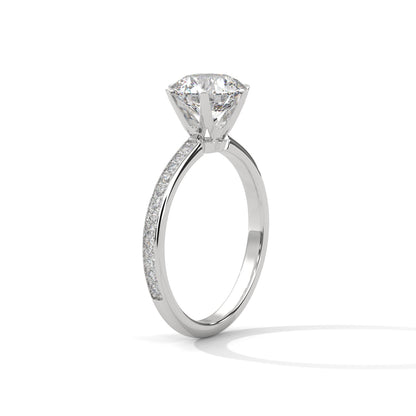 Round Lab Diamond Solitaire Ring With Accent