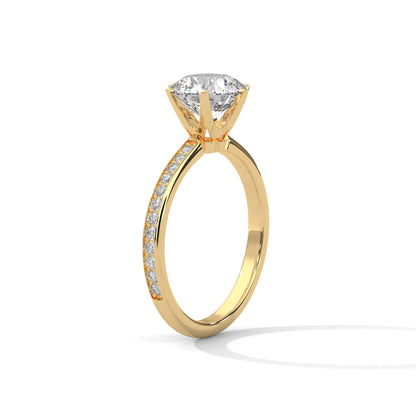 Round Lab Diamond Solitaire Ring With Accent