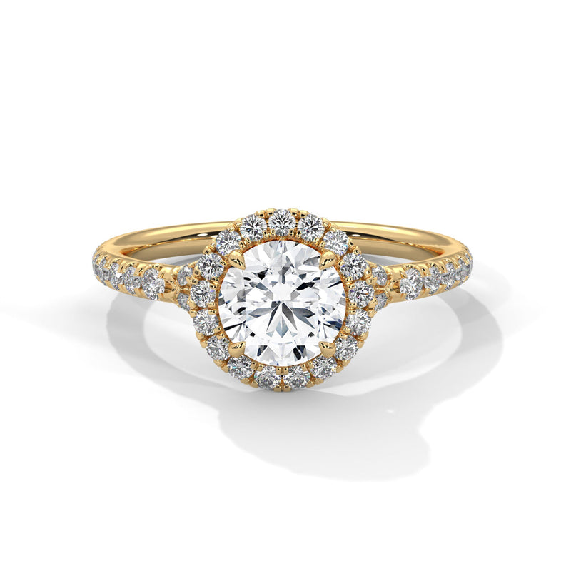 1 Carat Round Diamond Halo Solitaire Engagement Ring