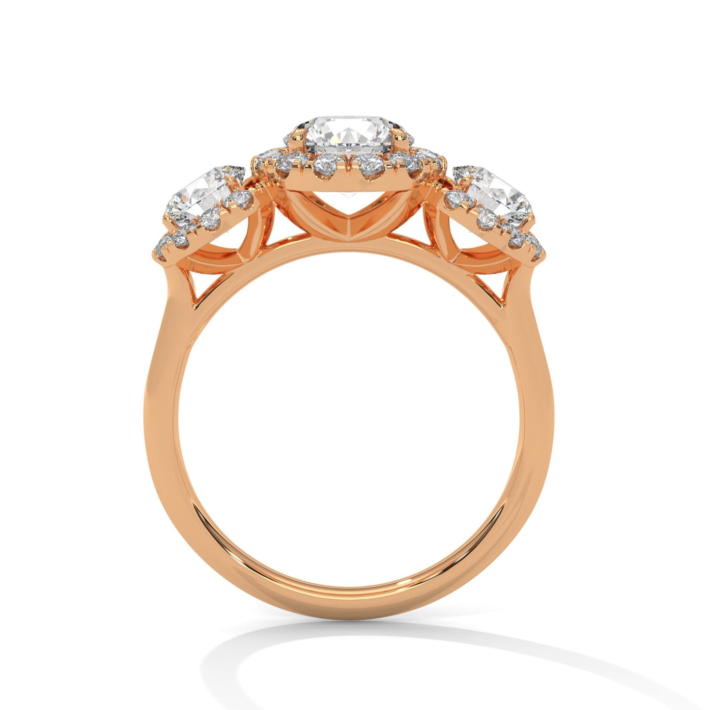 Round Cut Lab Diamond Three Stone Engagement Ring