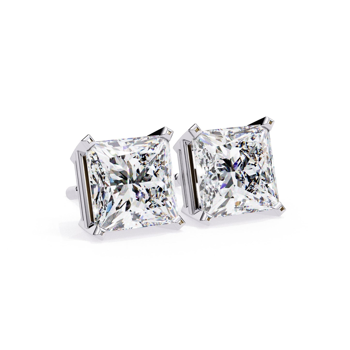Lab Grown Princess Cut Diamond Stud with V Prong