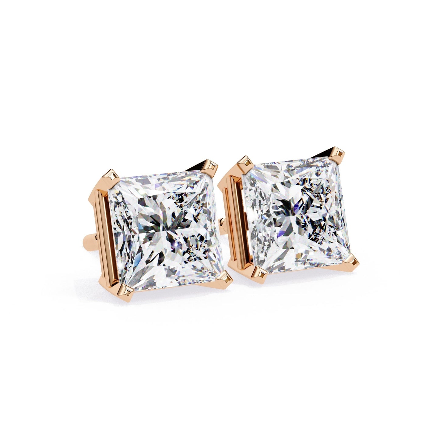 Lab Grown Princess Cut Diamond Stud with V Prong
