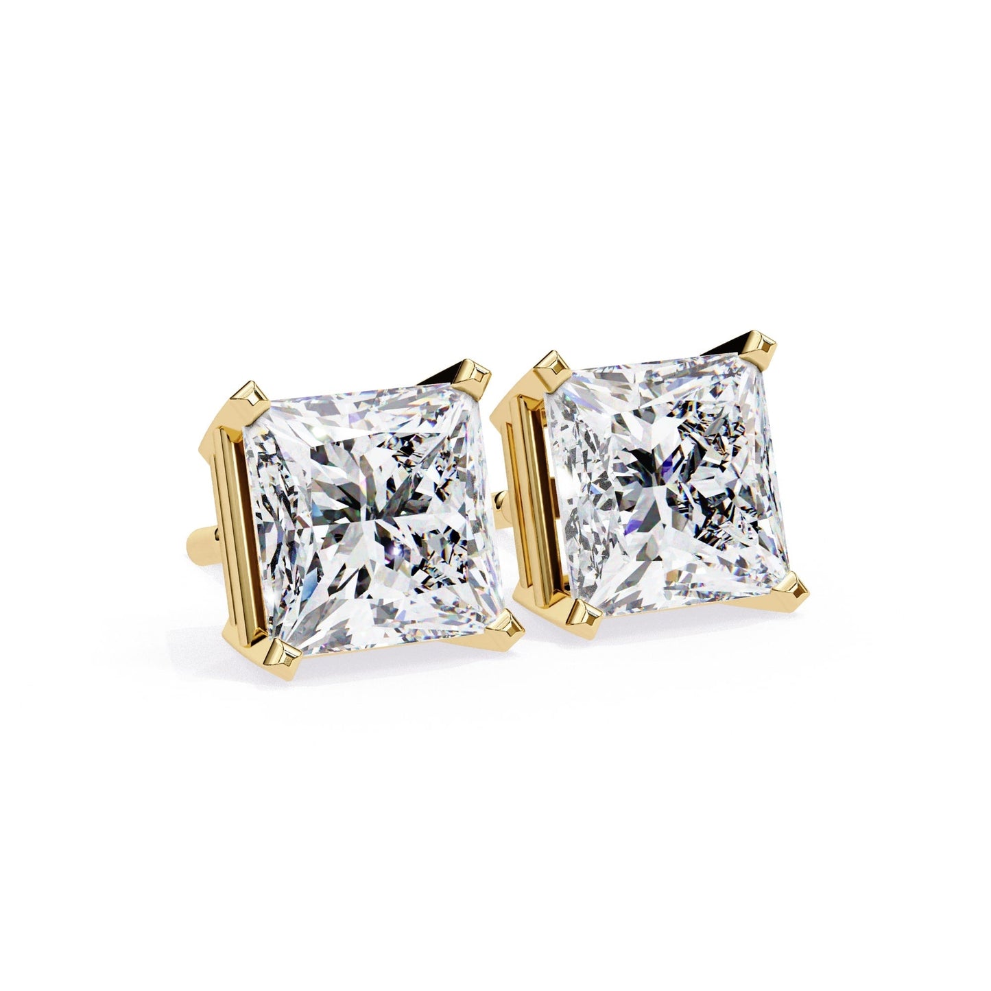 Lab Grown Princess Cut Diamond Stud with V Prong
