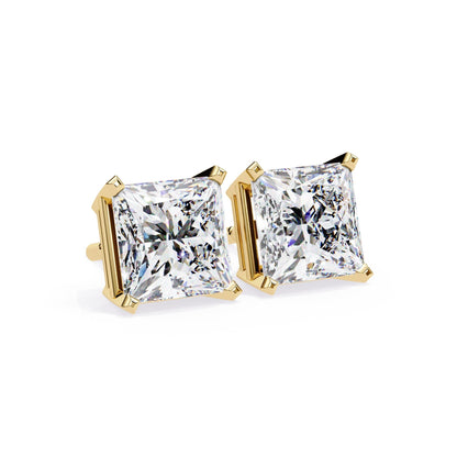 Lab Grown Princess Cut Diamond Stud with V Prong