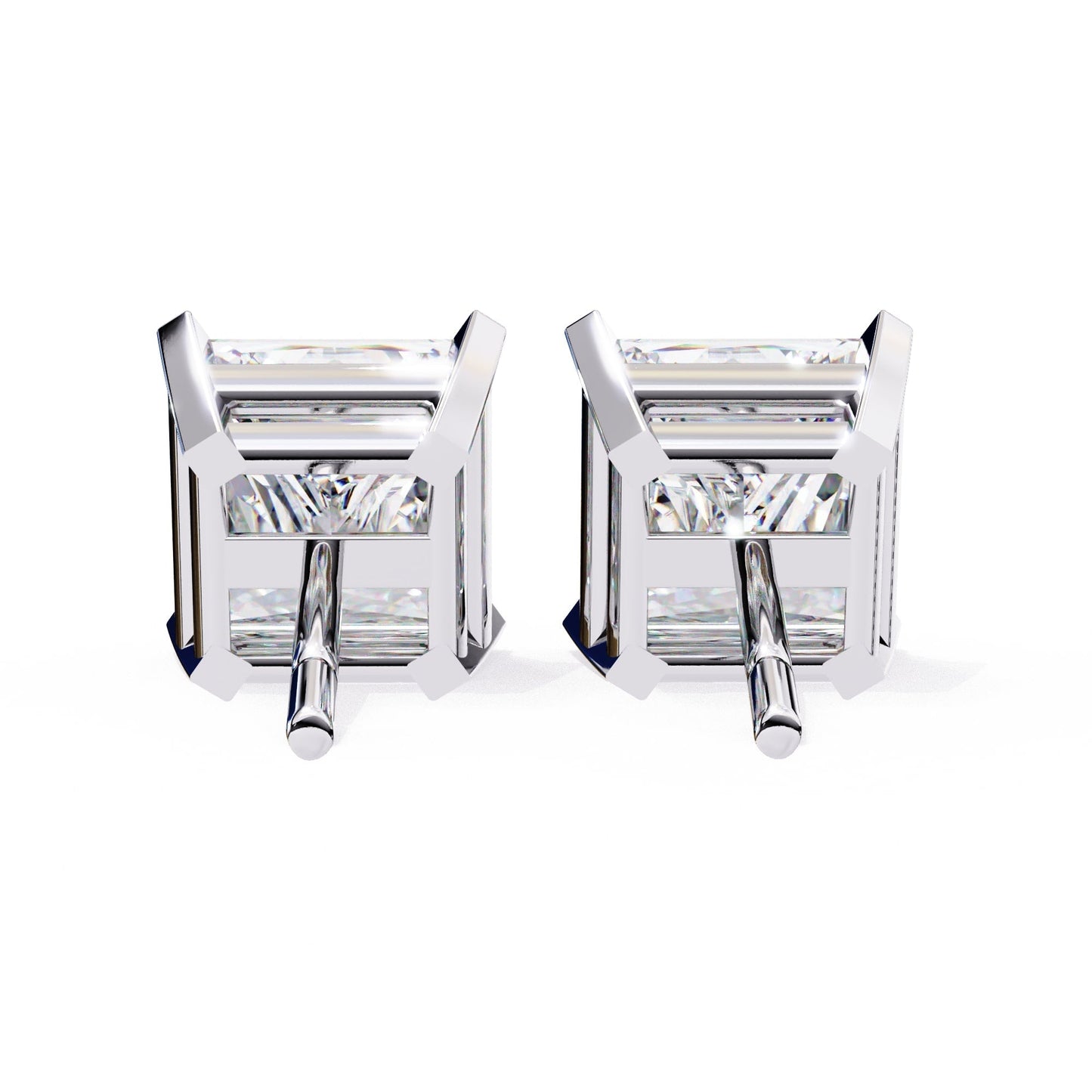 Lab Grown Princess Cut Diamond Stud with V Prong
