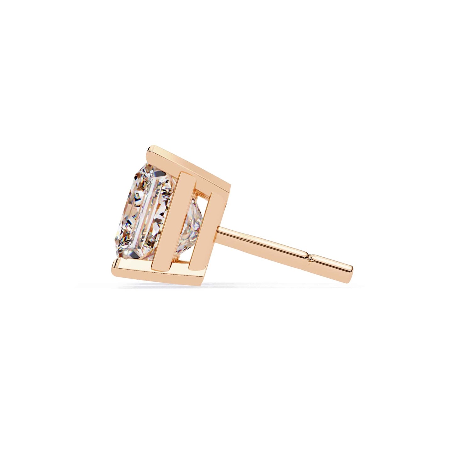 Lab Grown Princess Cut Diamond Stud with V Prong