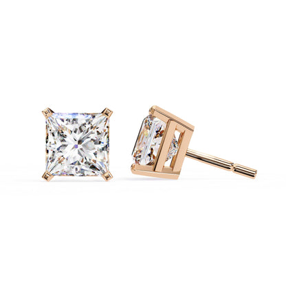Lab Grown Princess Cut Diamond Stud with V Prong