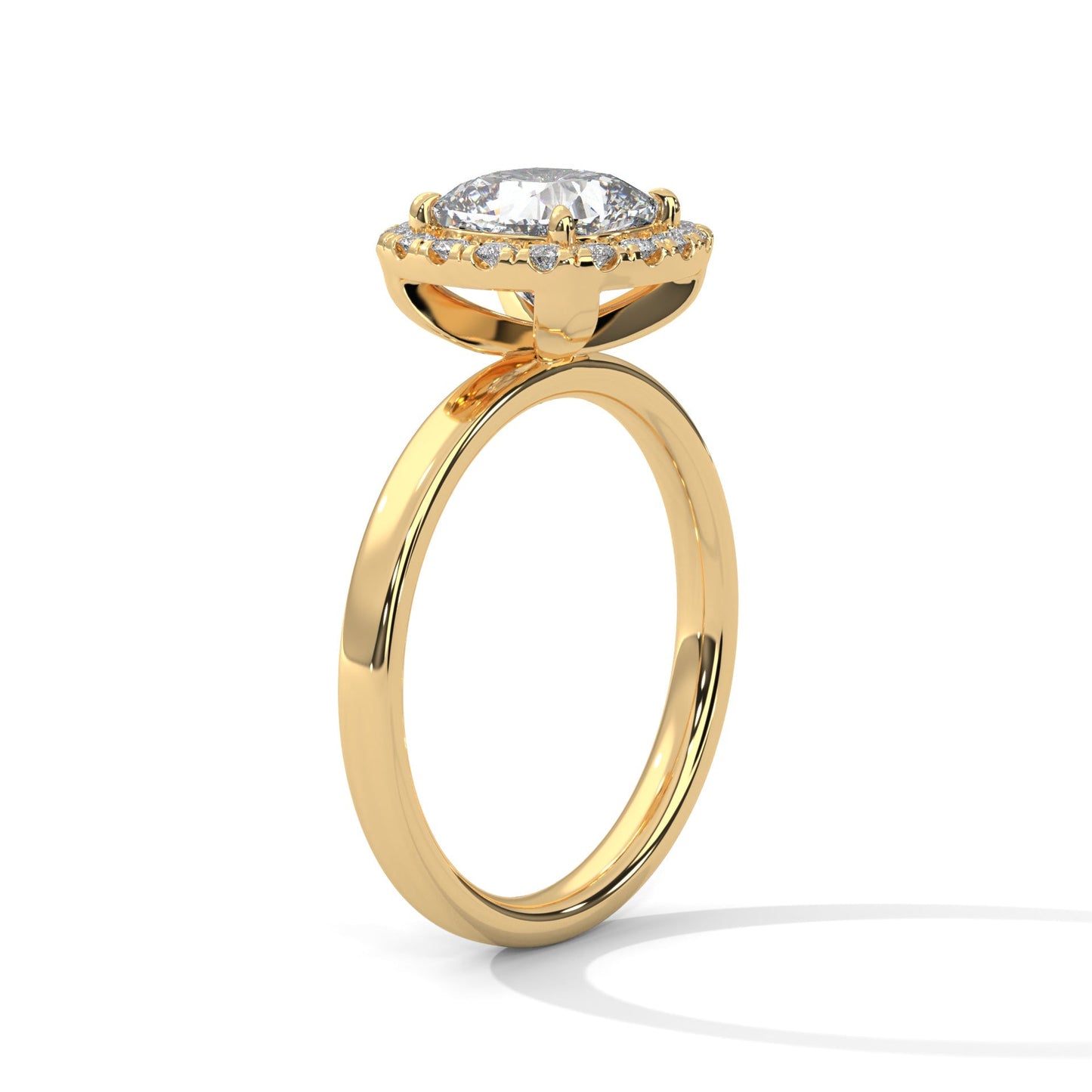 Halo  Cushion Cut Lab Diamond Engagement Ring