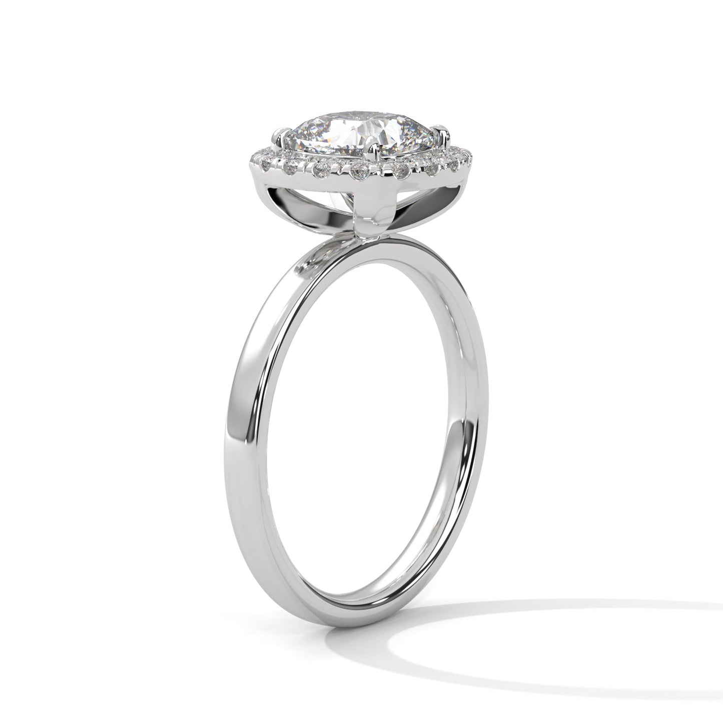 Halo  Cushion Cut Lab Diamond Engagement Ring