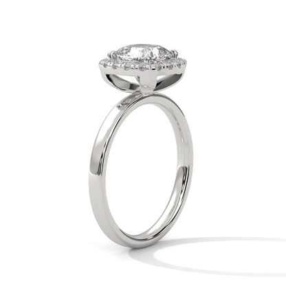 Halo  Cushion Cut Lab Diamond Engagement Ring