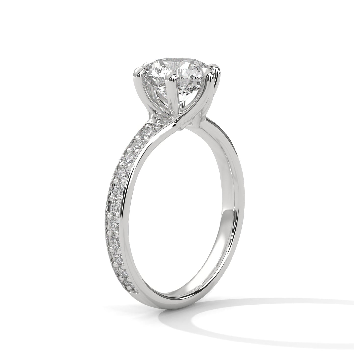 2 Carat Round Cut Lab Diamond Solitaire Accent Ring