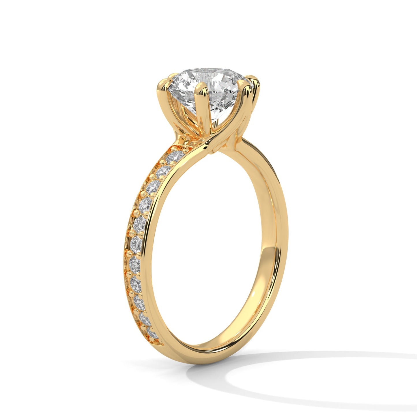 2 Carat Round Cut Lab Diamond Solitaire Accent Ring