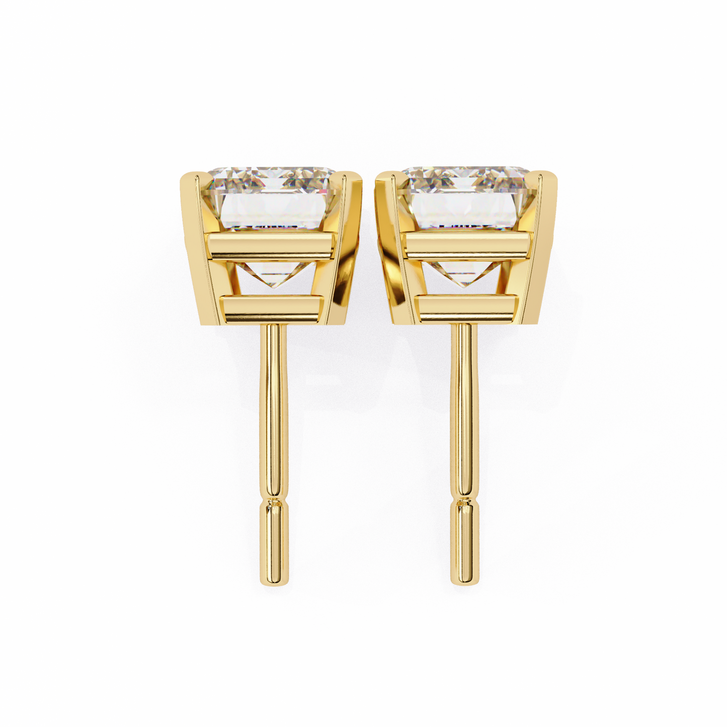 Lab Grown Emerald Cut Stud Earrings with V Prong