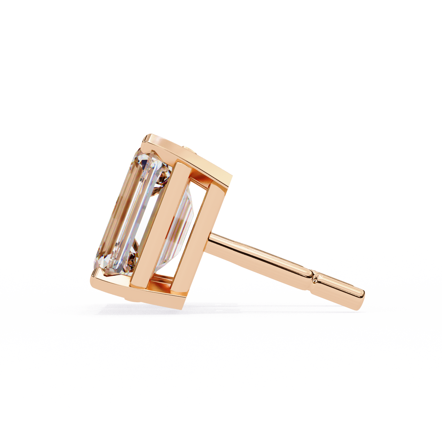 Lab Grown Emerald Cut Stud Earrings with V Prong