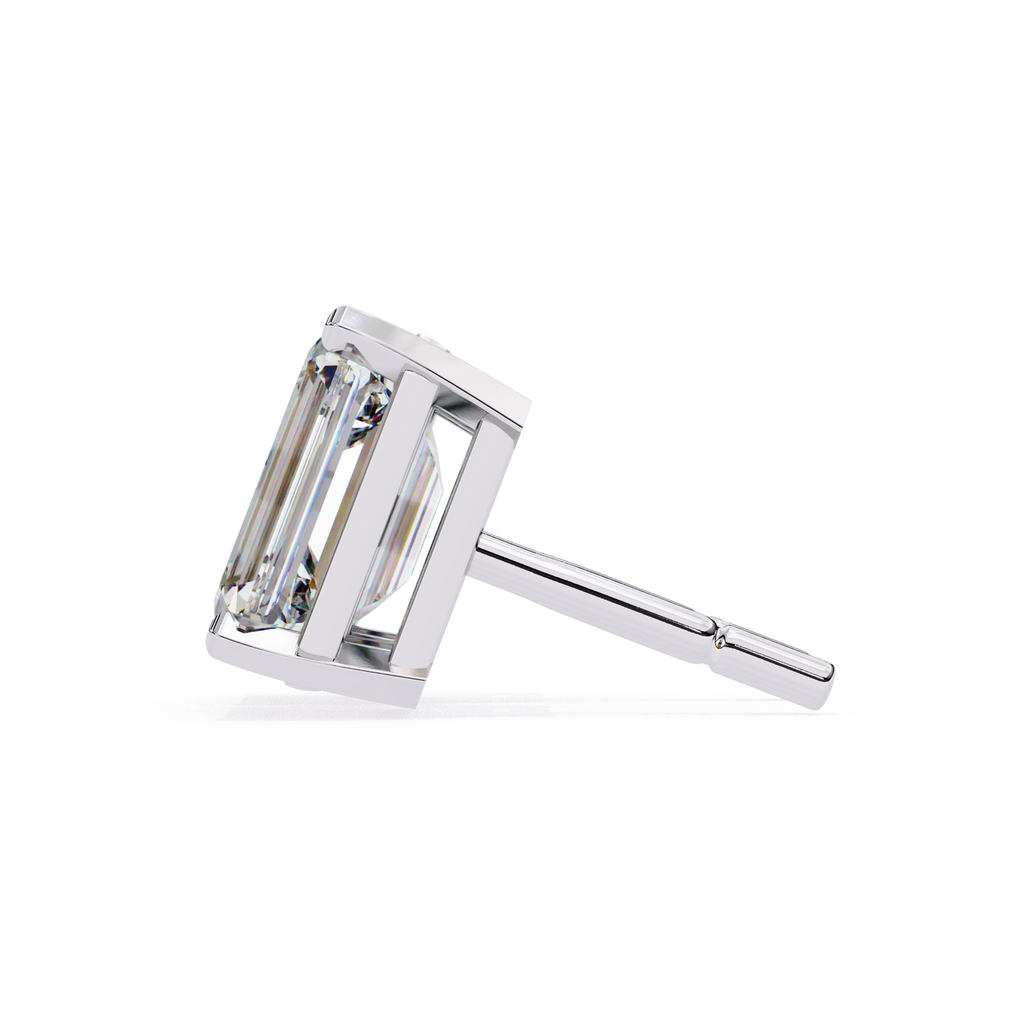 Lab Grown Emerald Cut Stud Earrings with V Prong