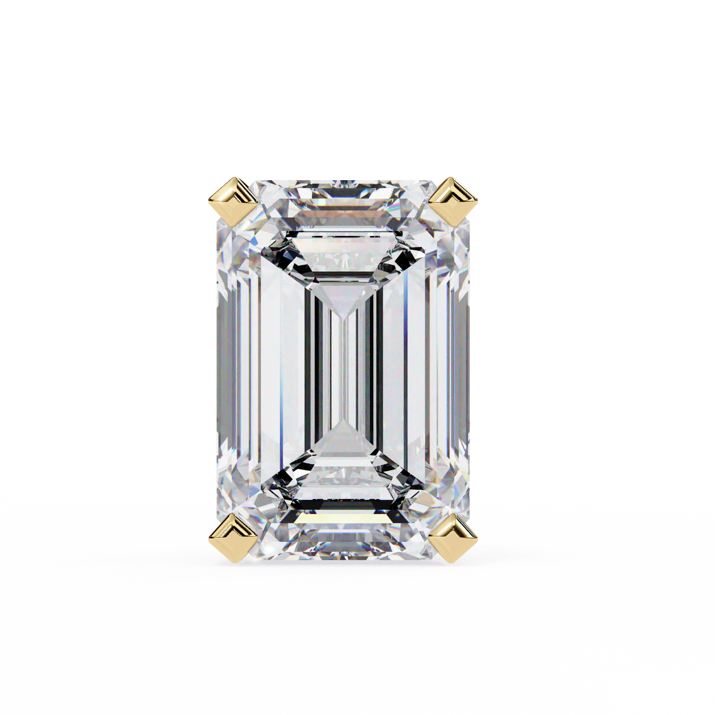 Lab Grown Emerald Cut Stud Earrings with V Prong
