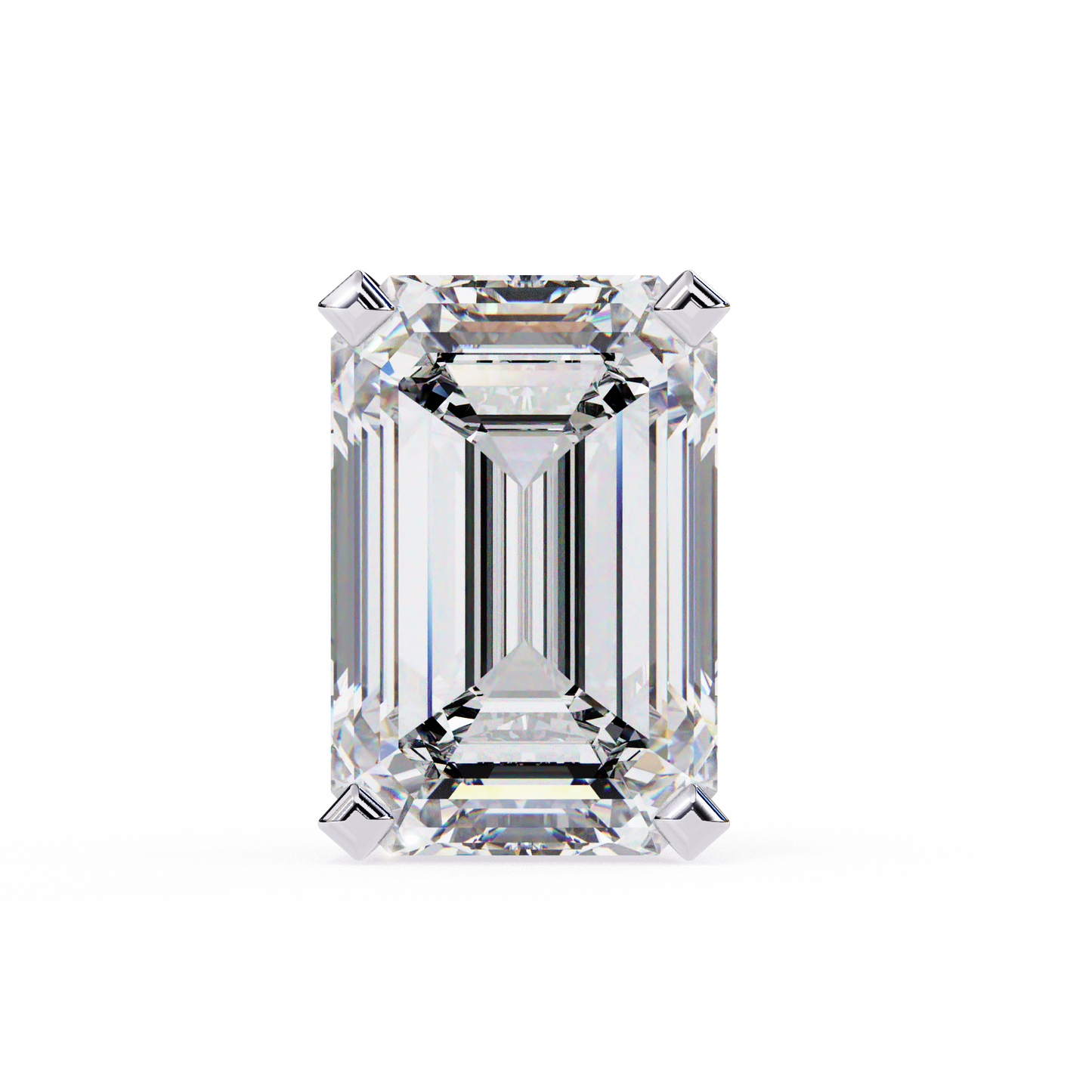 Lab Grown Emerald Cut Stud Earrings with V Prong